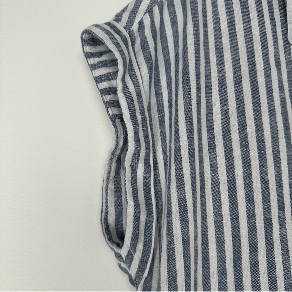 Orvis Womens Button Up Top Size Medium Linen Blend Striped Nautical Beachy - Picture 4 of 8